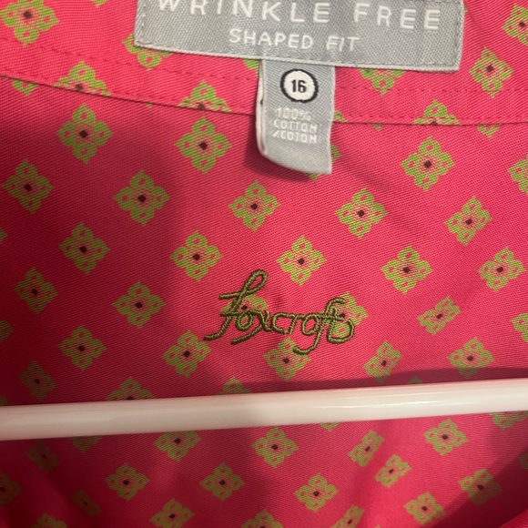Pink and khaki print blouse from Foxcroft. Size XL. Long sleeve. Wrinkle… - Picture 8 of 9